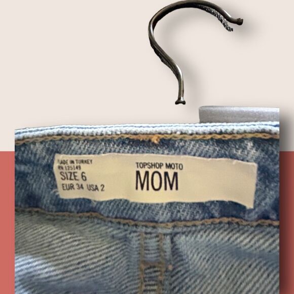 👖 TOPSHOP MOTO MOM HIGH RISE JEAN DENIM SHORT SHORTS JORTS SZ 2 - Picture 2 of 4